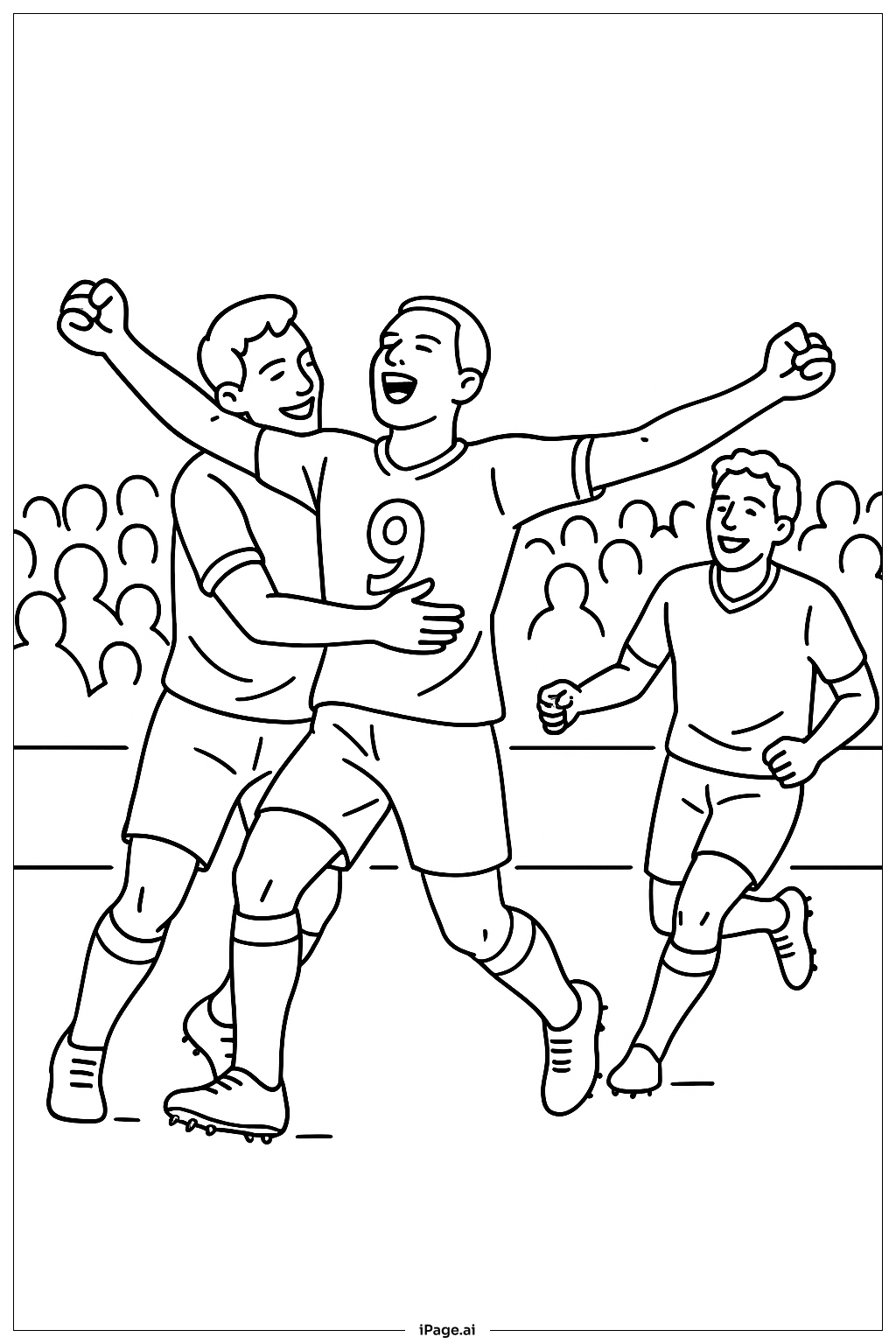  Page de coloriage Célébration de But de Football 