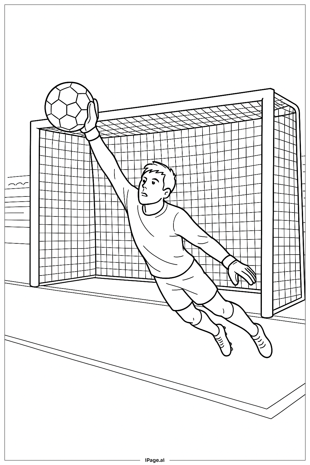  Page de coloriage Arrêt de Gardien de Football 