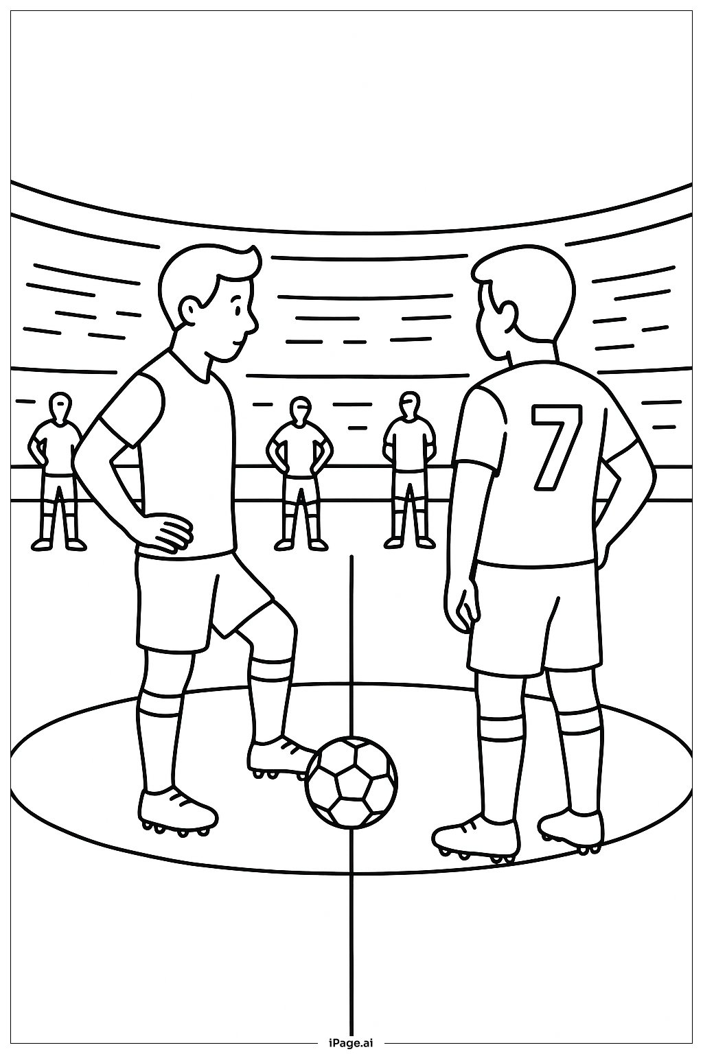  Page de coloriage Début du Match de Football 