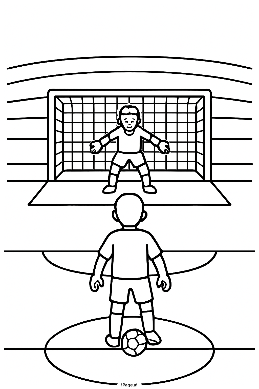  Página para colorear de Disparo de penalti de fútbol 