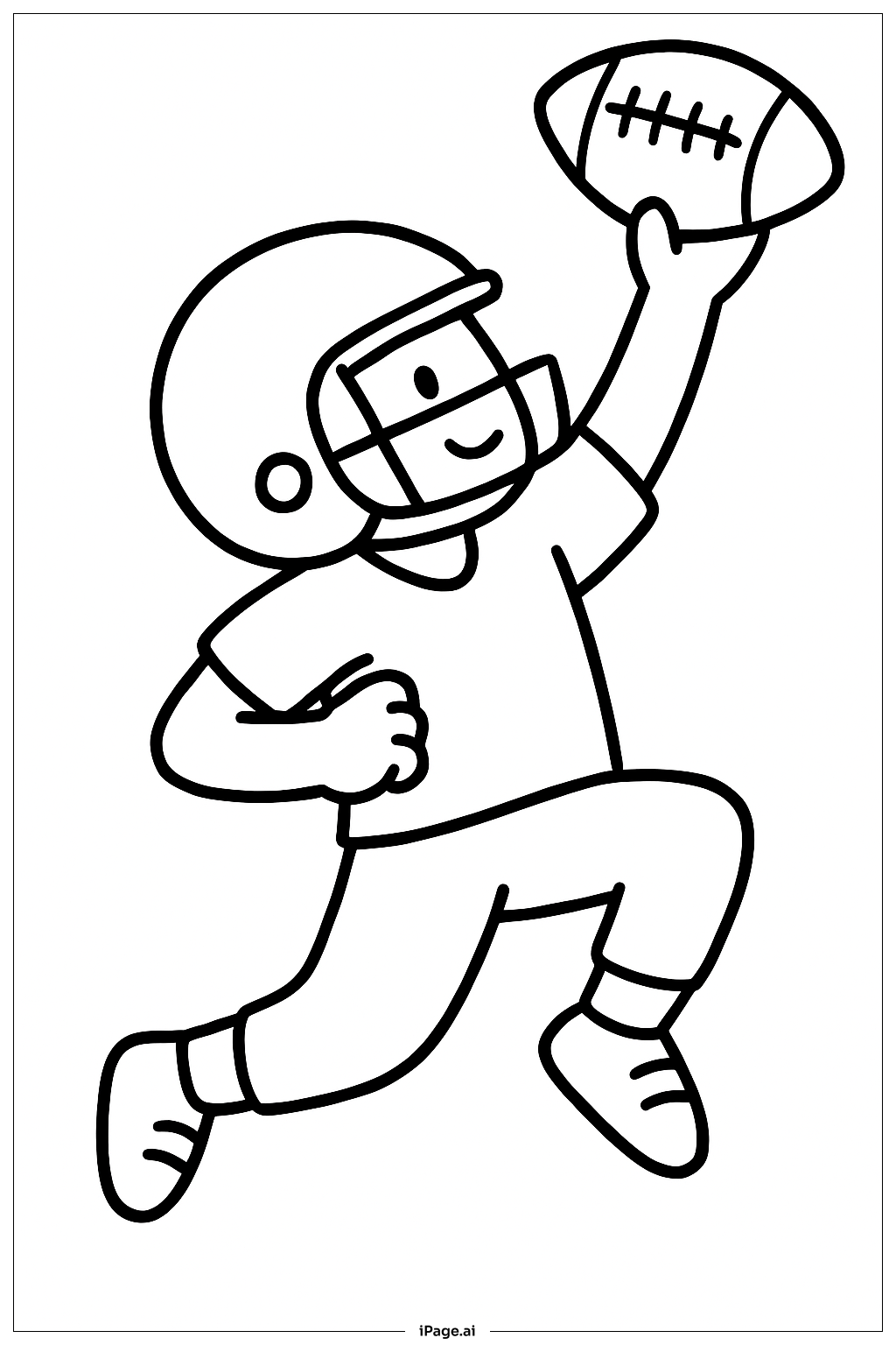  ジャンプしているアメリカンフットボール選手の塗り絵ページ 