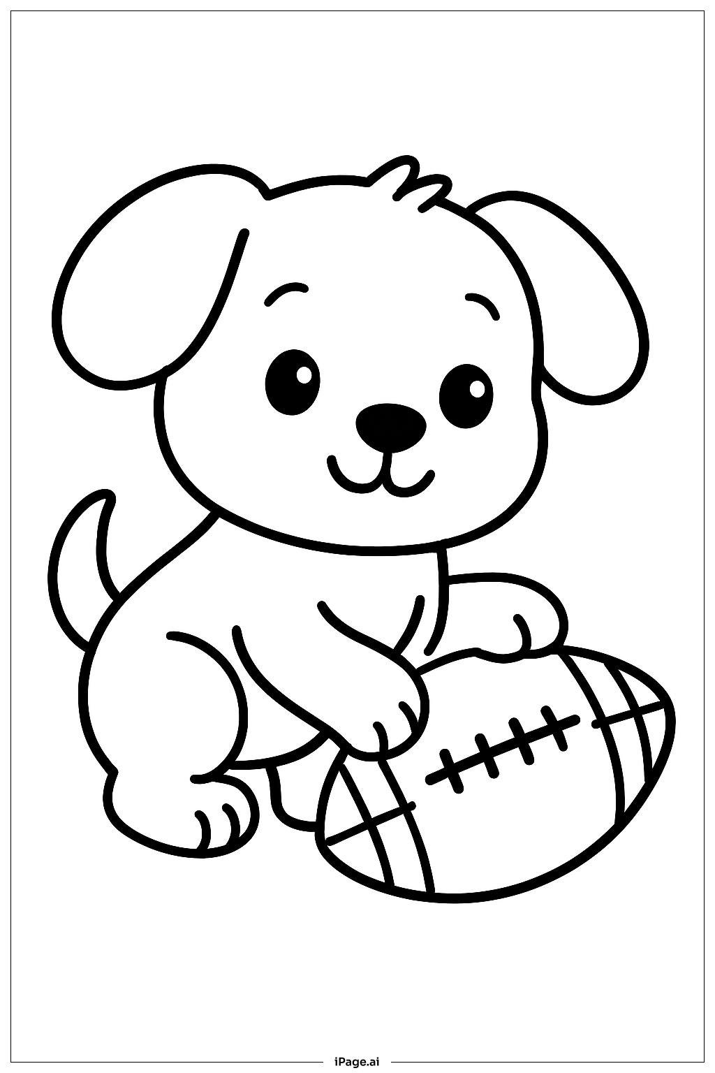  Football Puppy Playing Coloring Page 