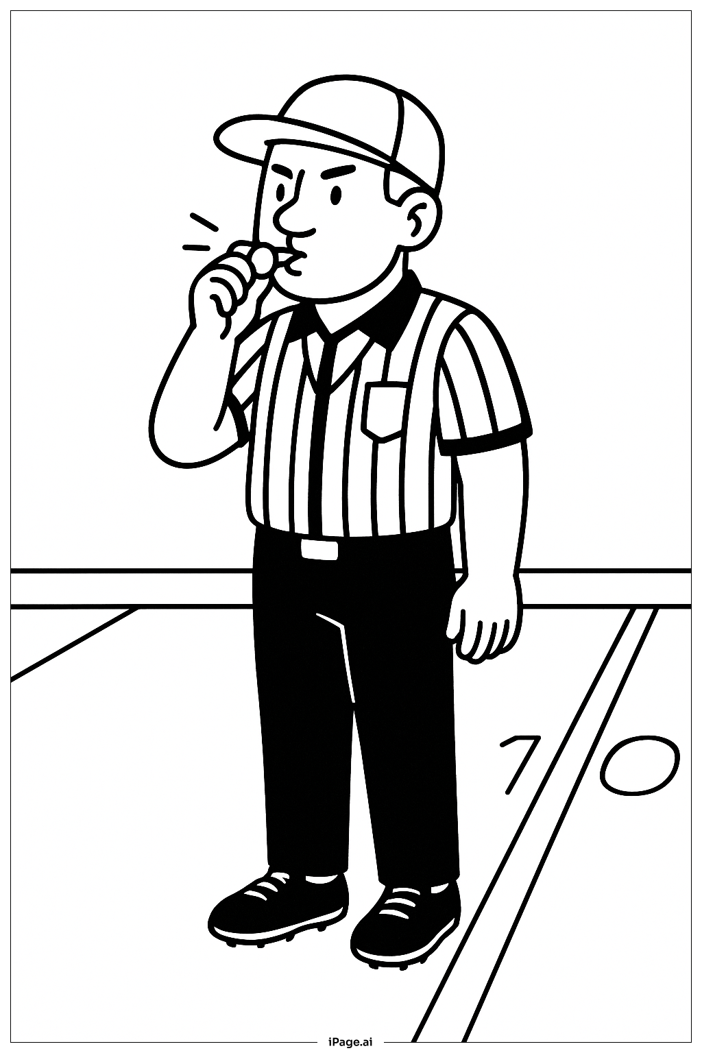  Trang tô màu Trọng tài bóng đá với còi 