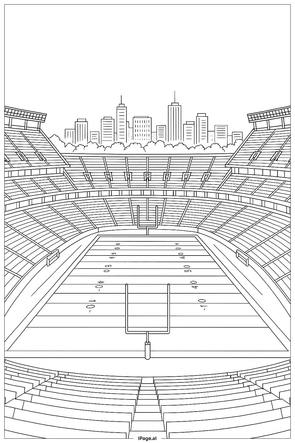  Panoramablick auf das Fußballstadion Ausmalseite 