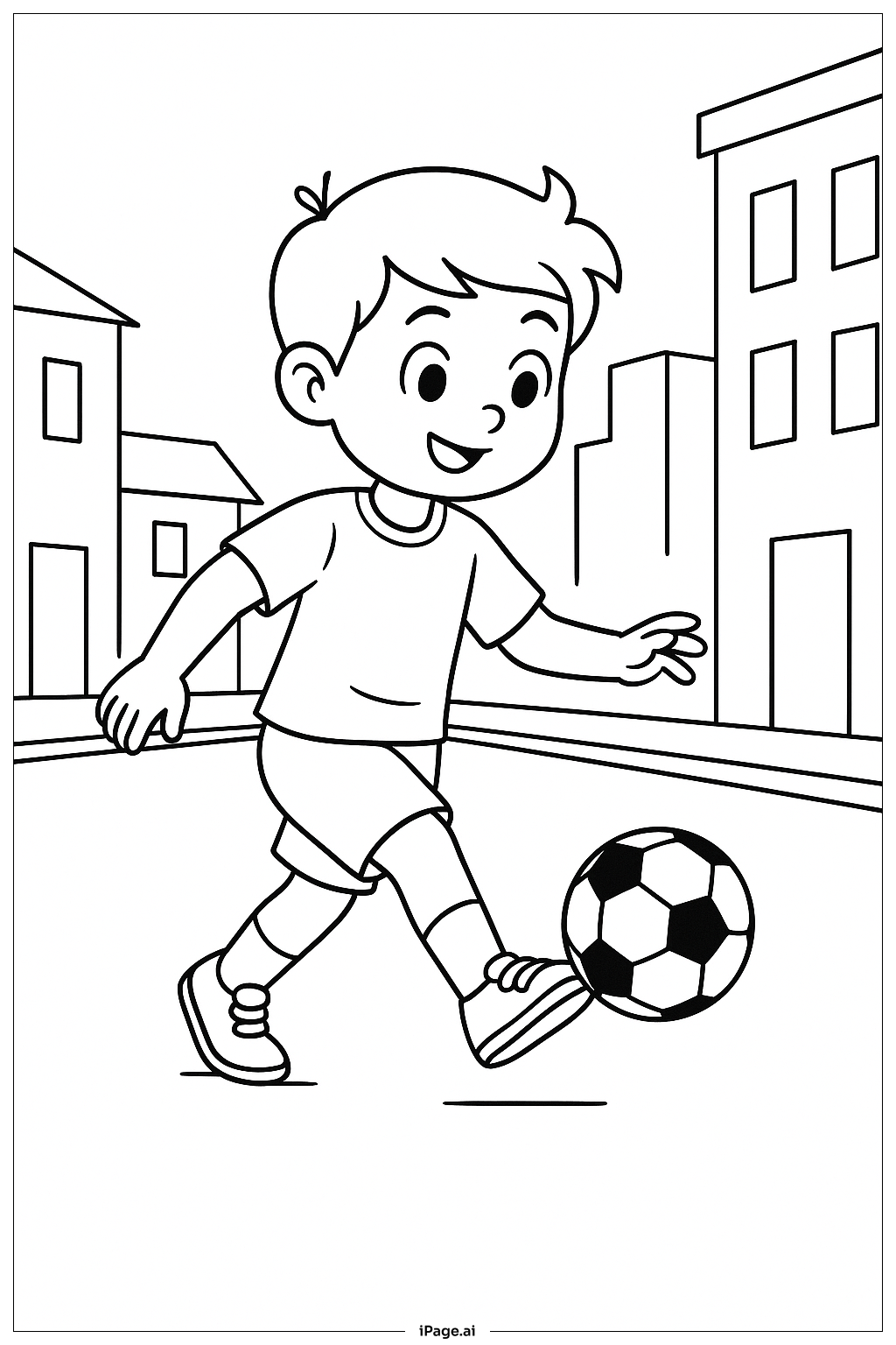  街头足球踢球填色页 