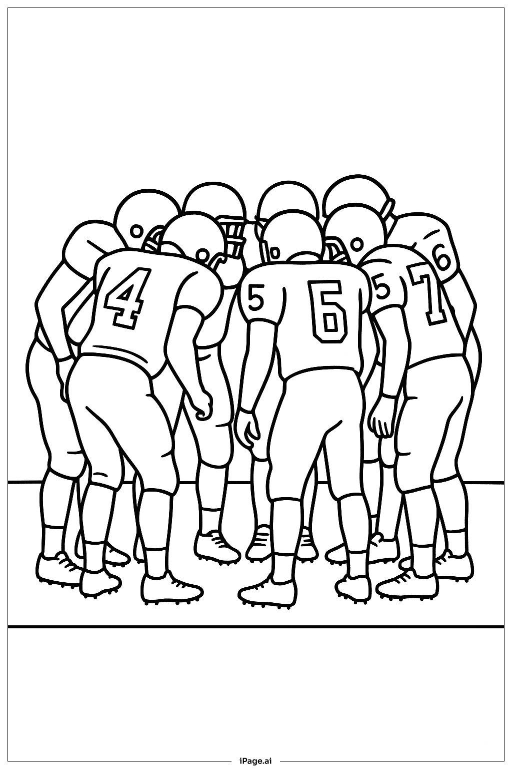  Página para colorear de Reunión del equipo de fútbol americano 