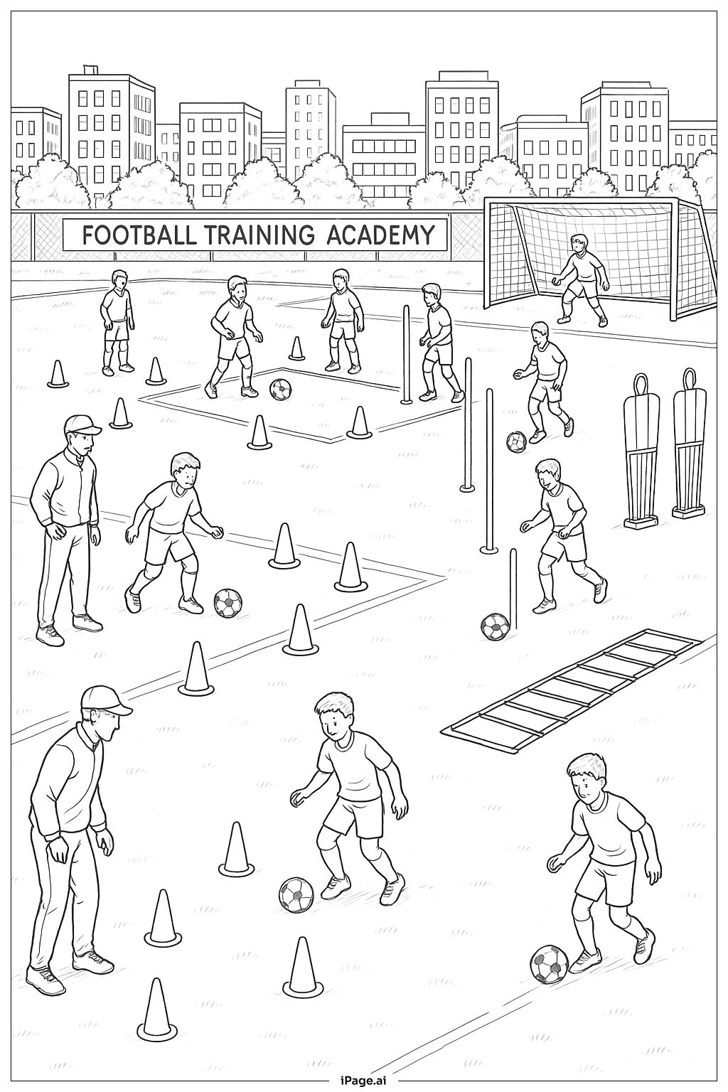  Fußballtrainingsakademie Feld Ausmalseite 