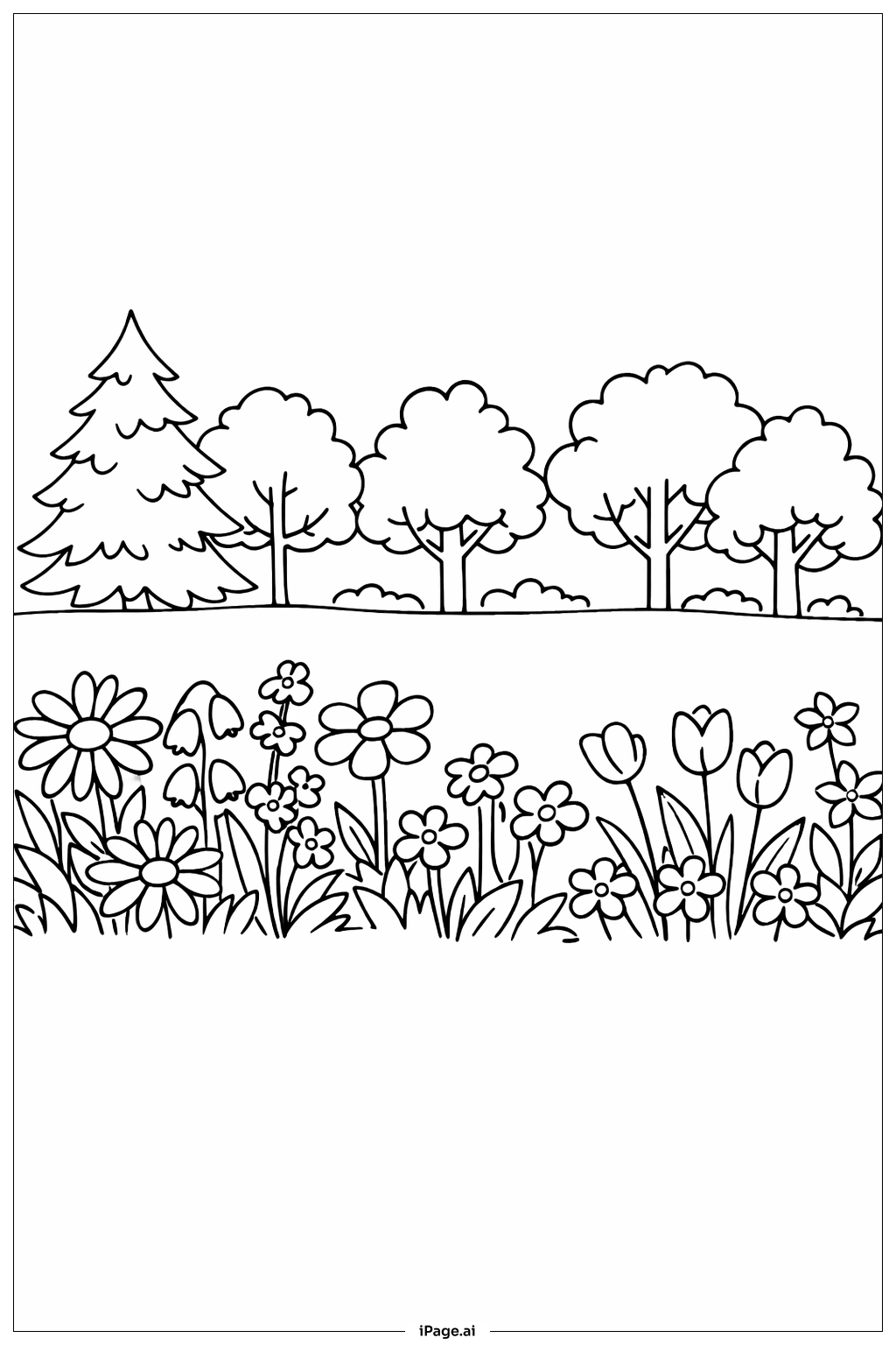Forest Edge Flowers Coloring Page