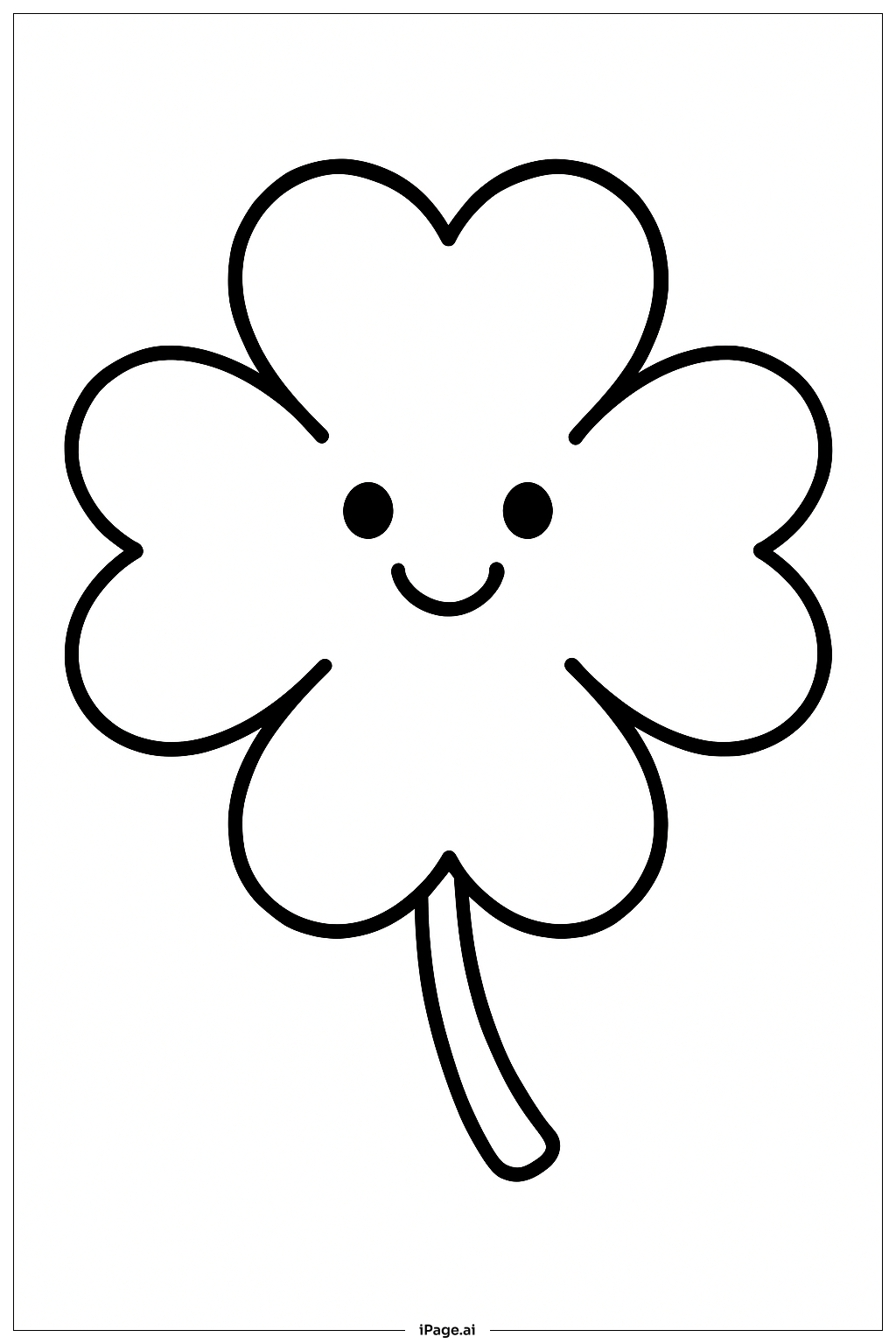  四葉幸運草大笑臉著色頁 