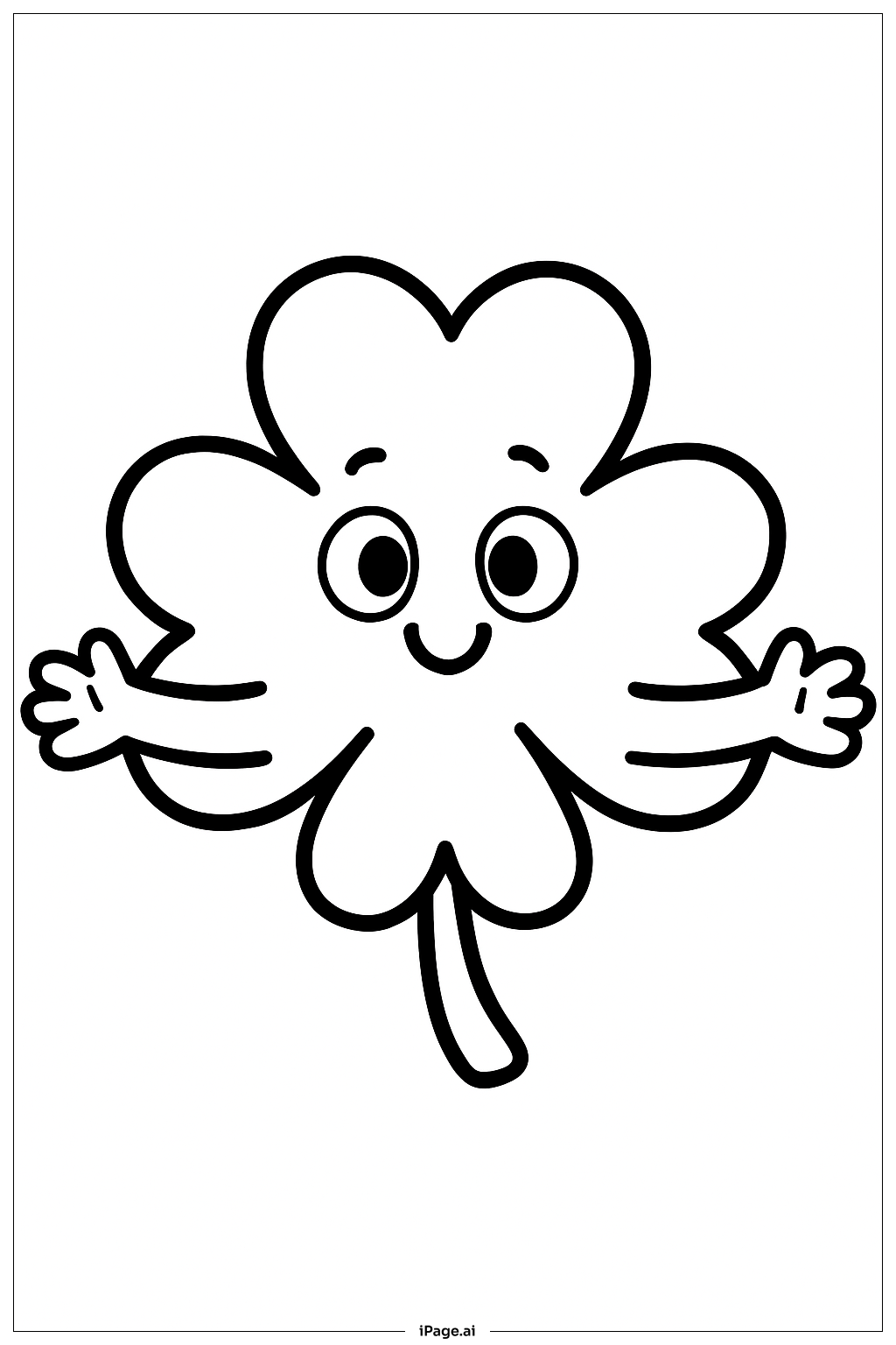  四葉草卡通擁抱著色頁 