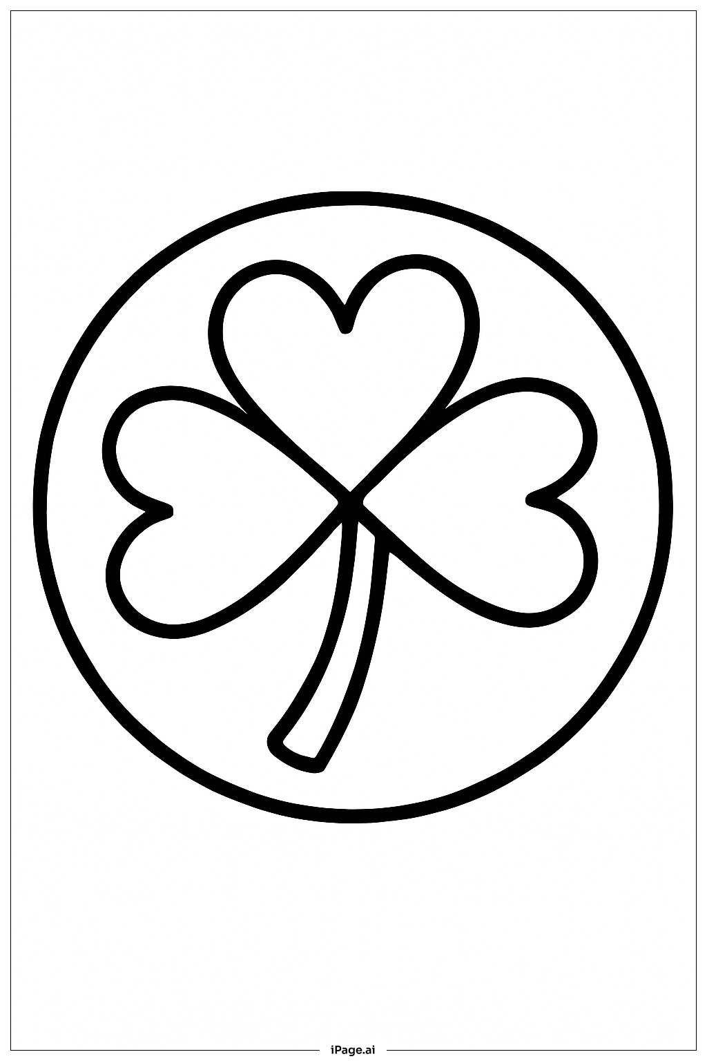  圓框中的四葉幸運草著色頁 