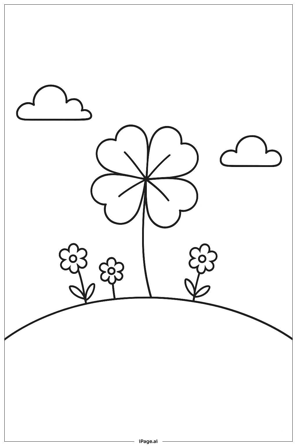  Página para colorir de Trevo de Quatro Folhas na Colina 