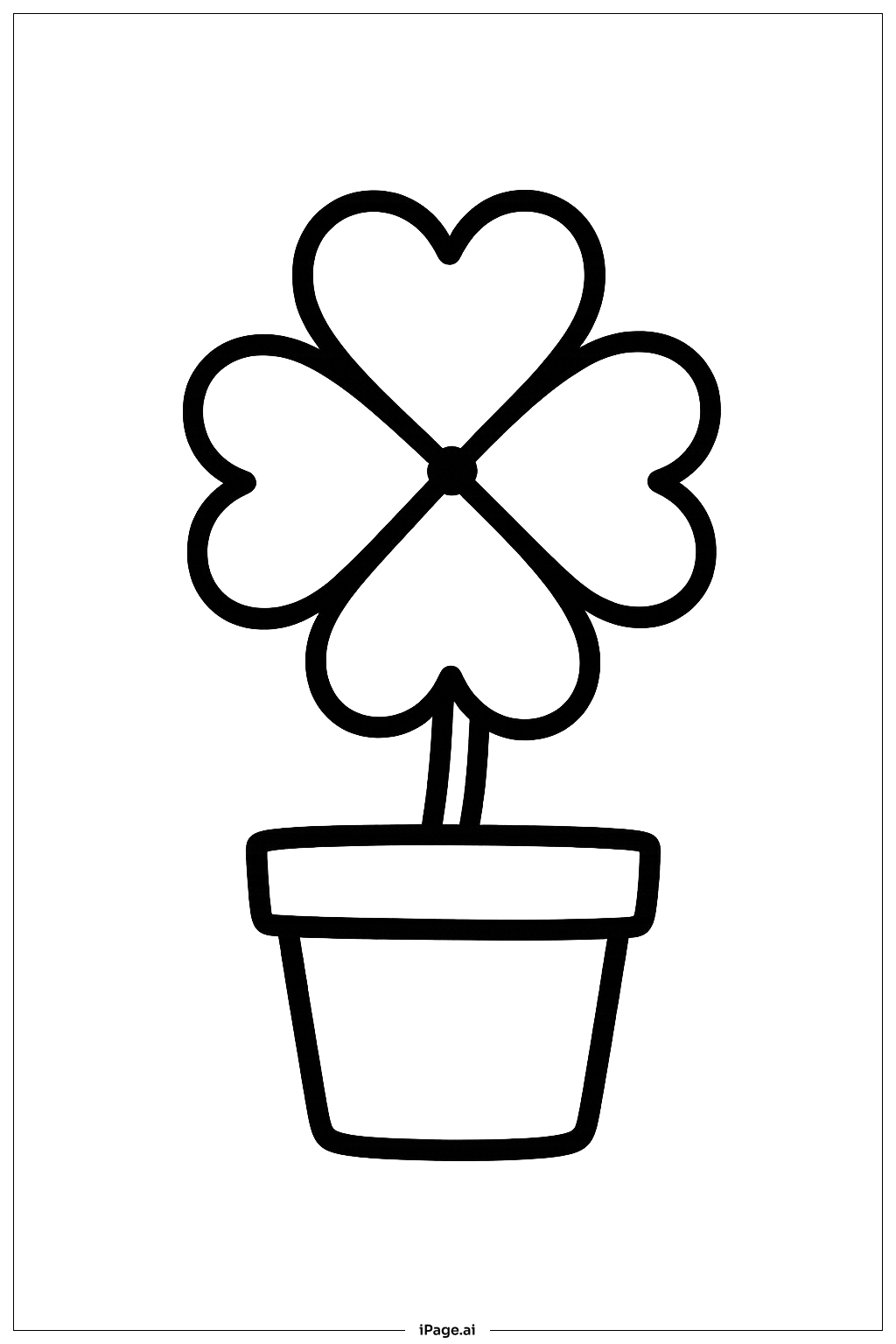  盆栽上的四葉幸運草著色頁 