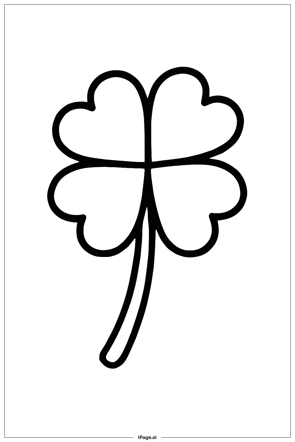 Page de coloriage Trèfle à quatre feuilles sur tige unique