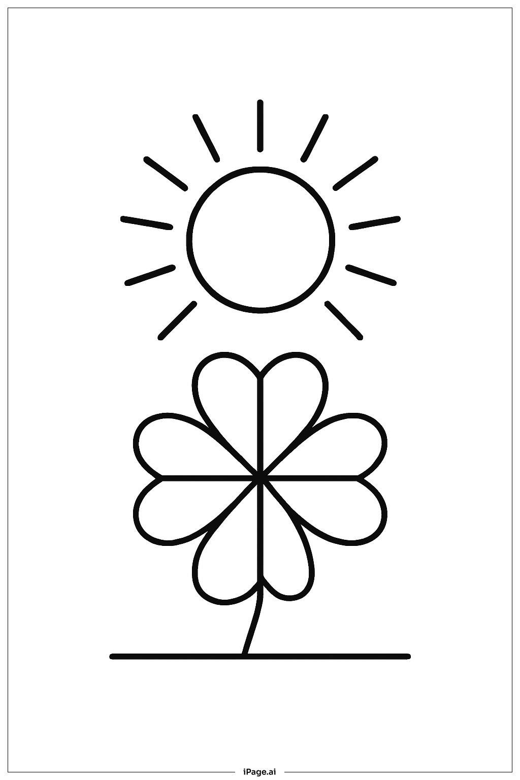  Page de coloriage Trèfle à Quatre Feuilles sous le Soleil 