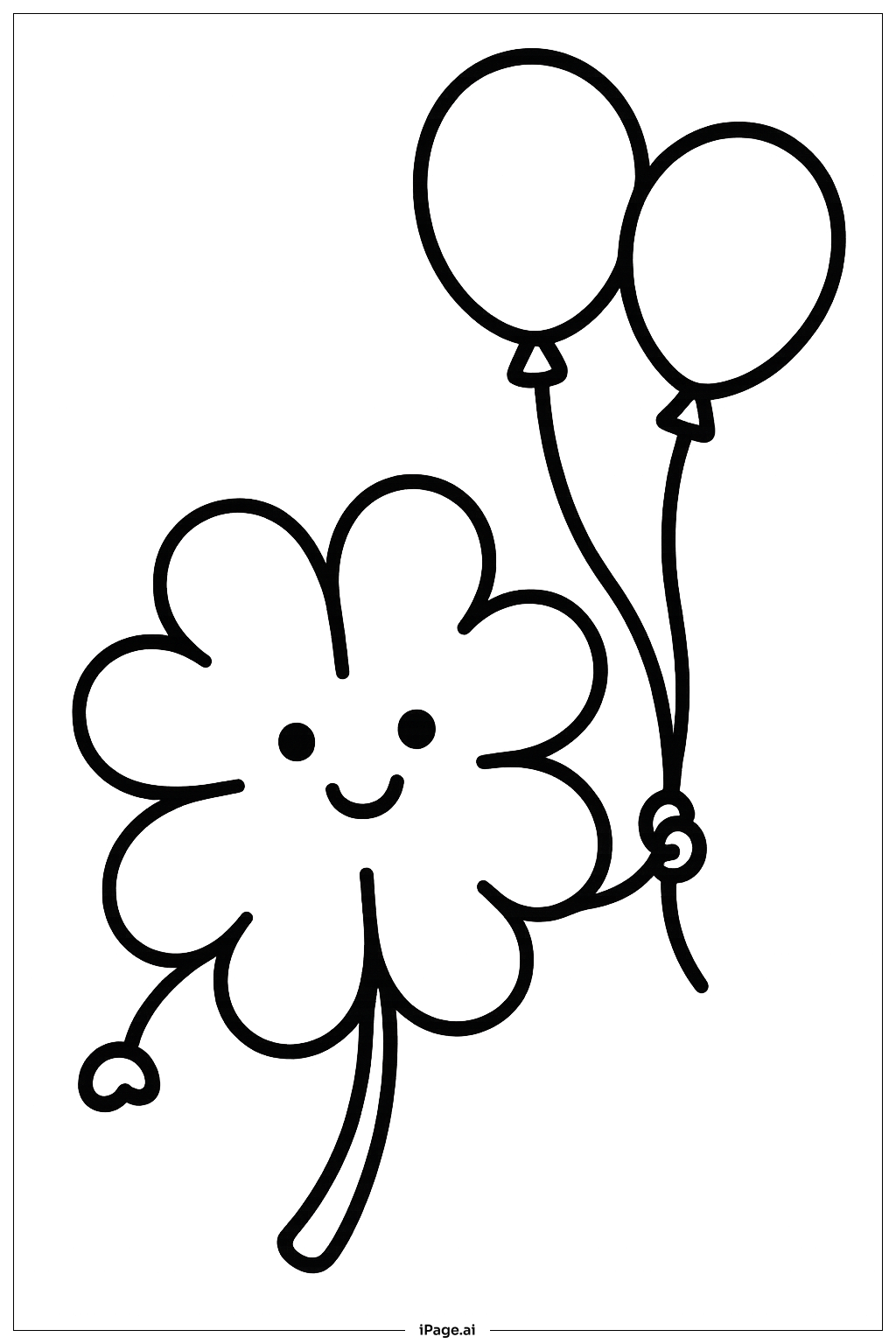  四葉草與氣球著色頁 
