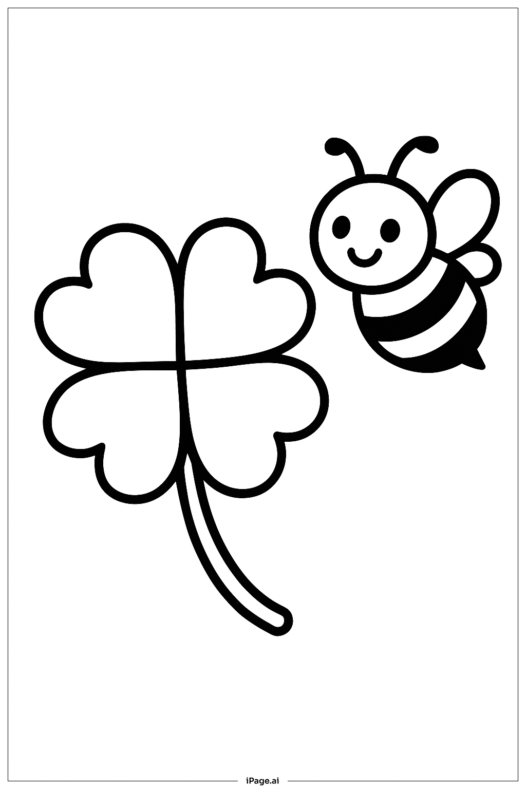  四葉草與小蜜蜂著色頁 