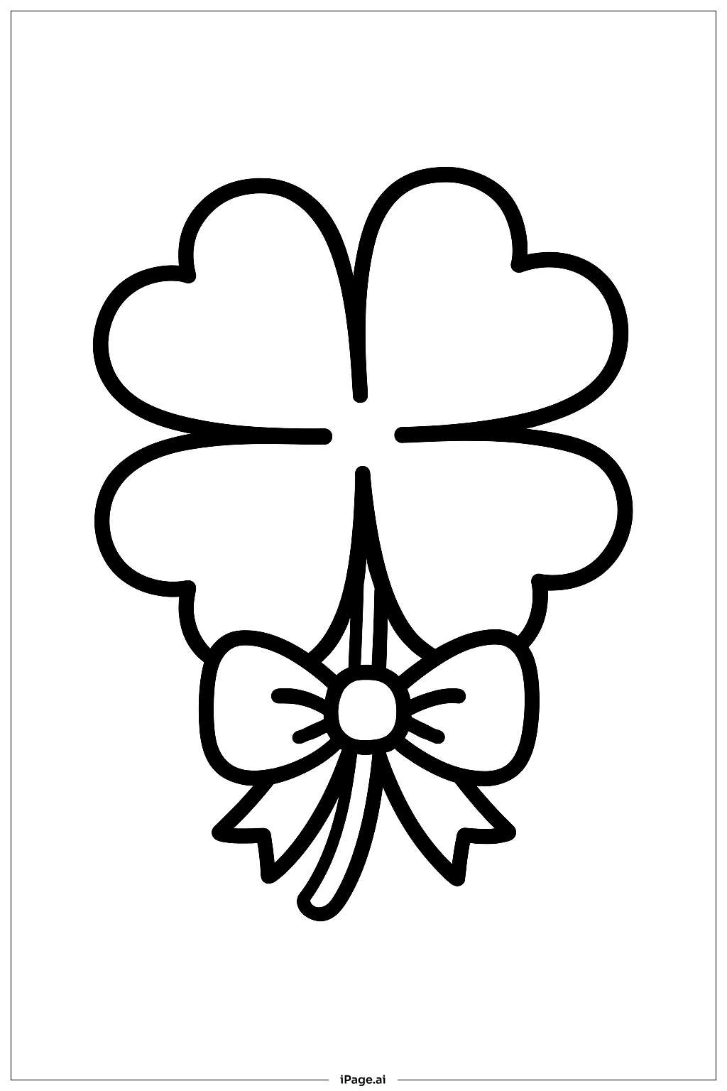  蝴蝶結四葉草著色頁 