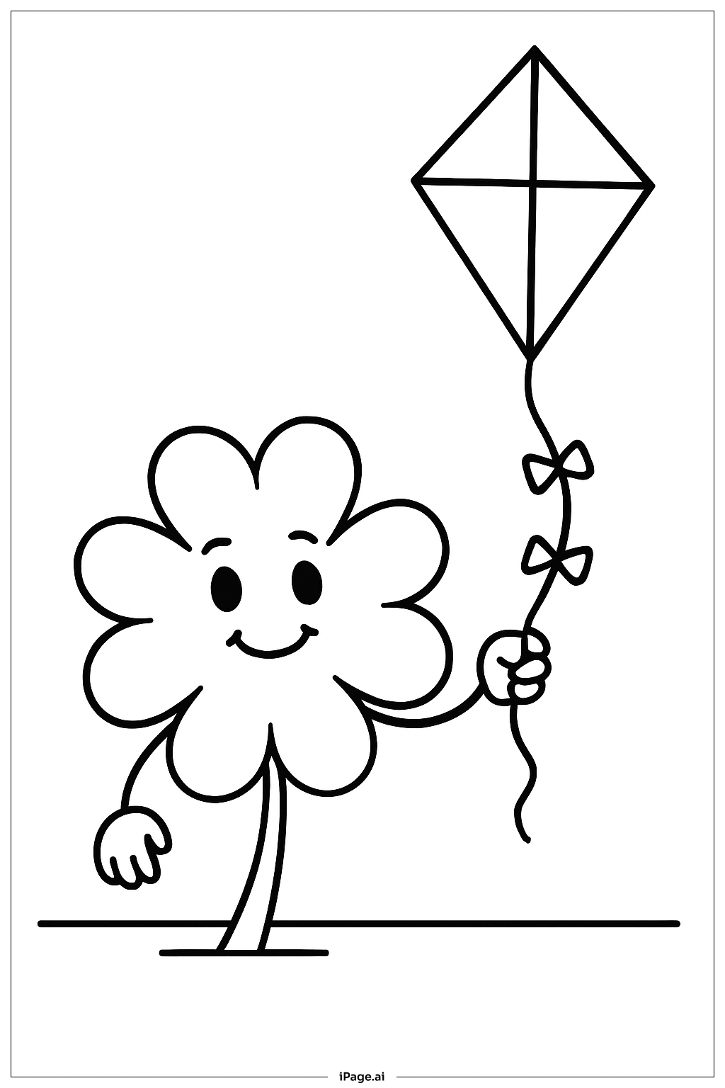  Page de coloriage Trèfle à Quatre Feuilles avec Cerf-Volant 