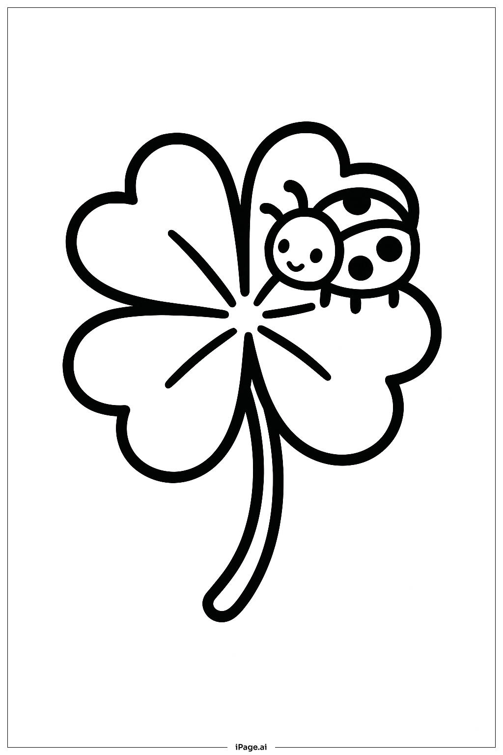  四葉幸運草與瓢蟲著色頁 