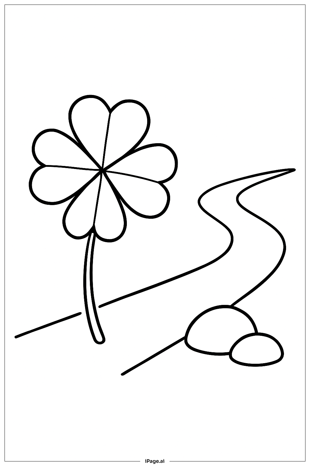  Page de coloriage Trèfle à Quatre Feuilles avec Chemin 