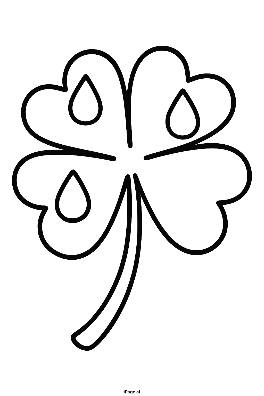  四葉幸運草與雨滴著色頁 