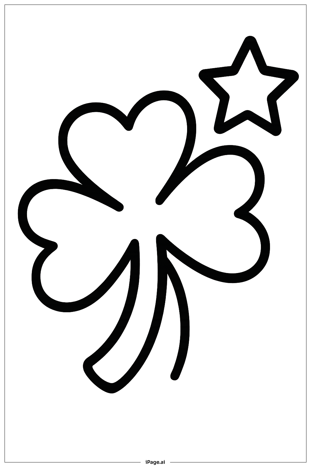  四葉幸運草與星星著色頁 