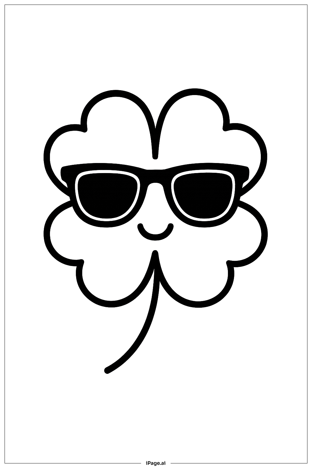  戴著墨鏡的四葉草著色頁 