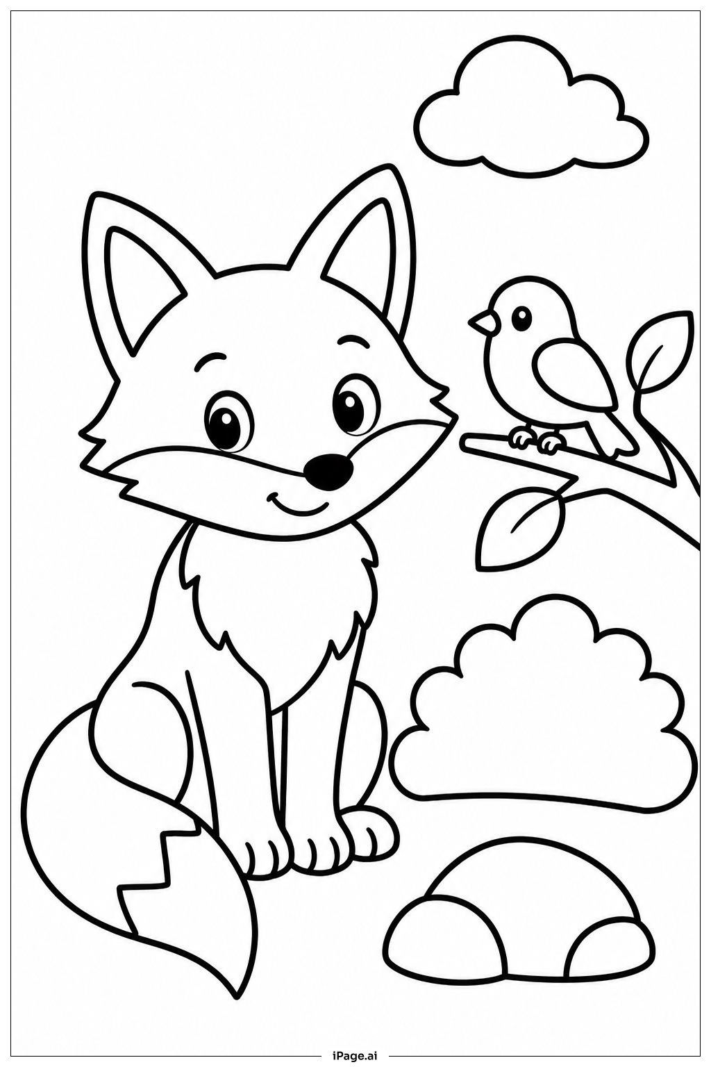 Fox And Bird Coloring Page