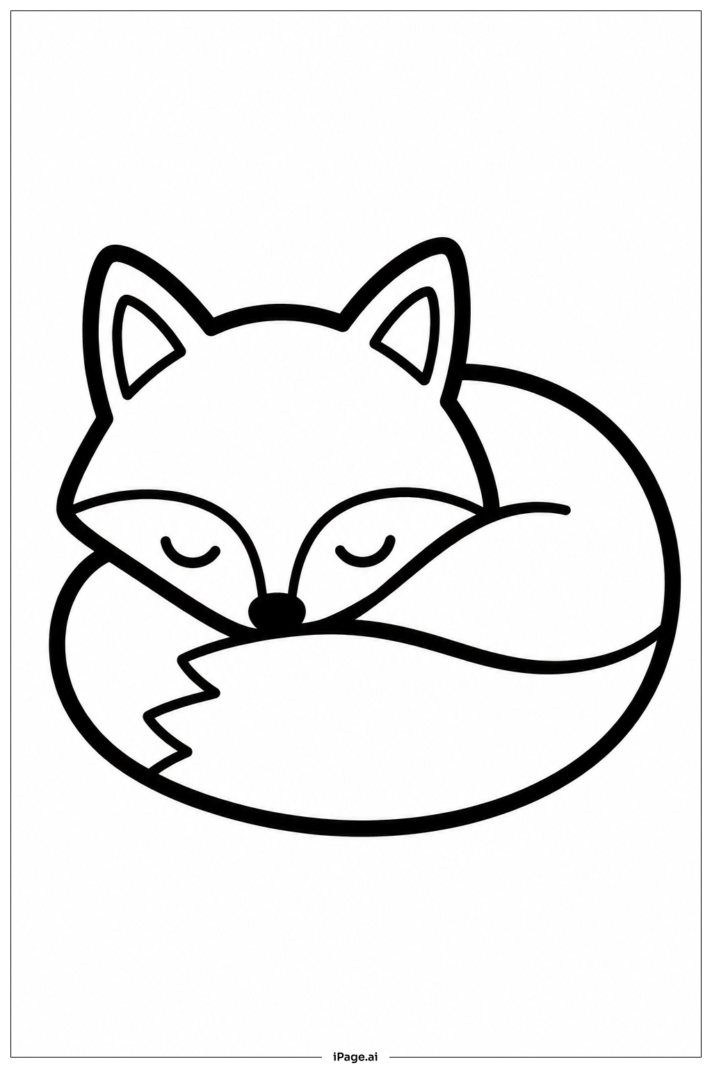 丸まったキツネの塗り絵ページ