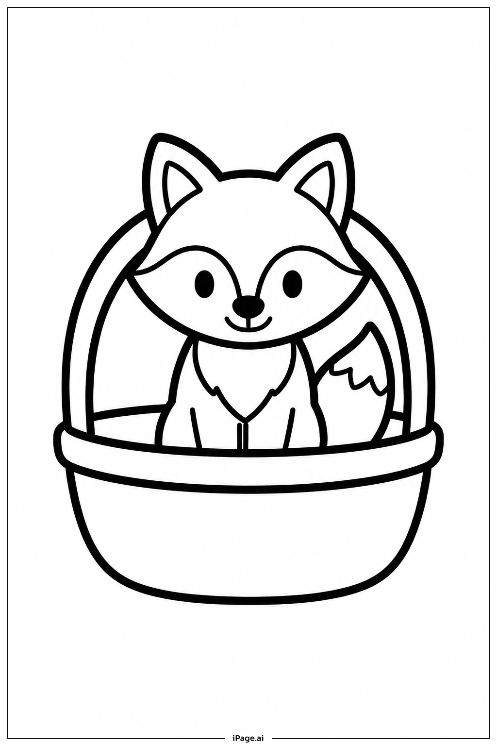 Fox In Basket Coloring Page