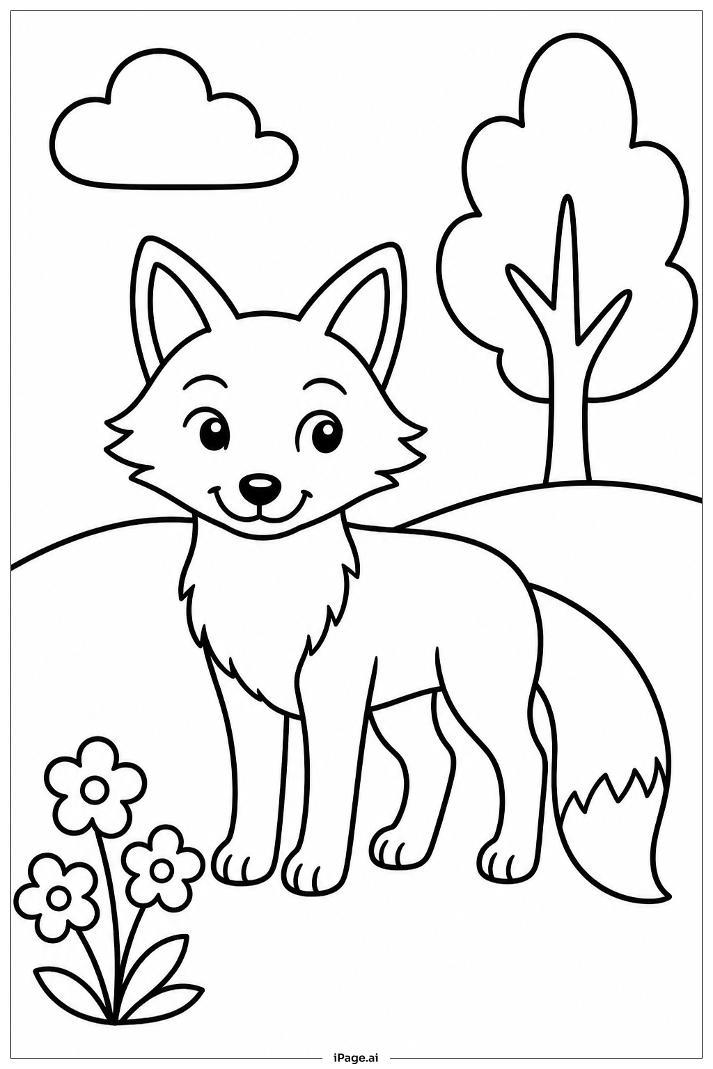 草原のキツネの塗り絵ページ