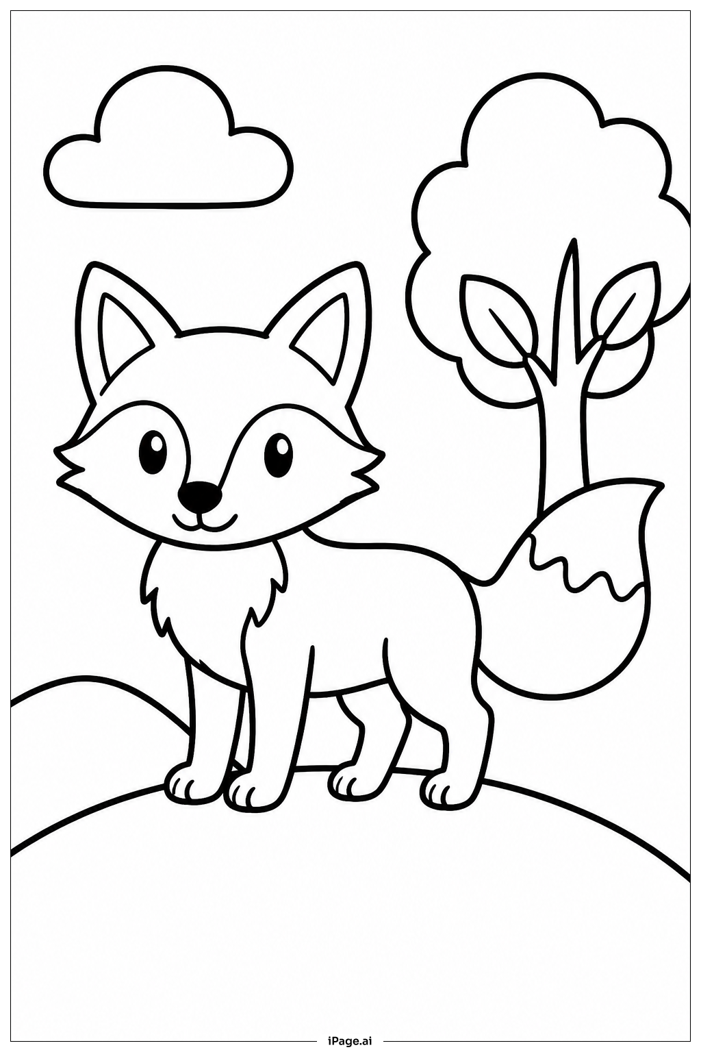 Fox On Hill Coloring Page