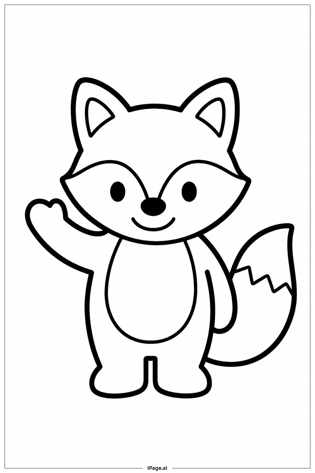 手を振るキツネの塗り絵ページ