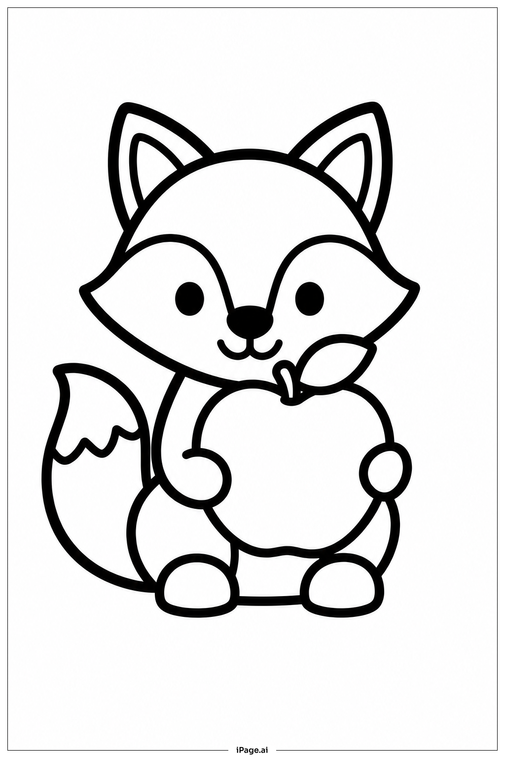 Fox With Apple Coloring Page