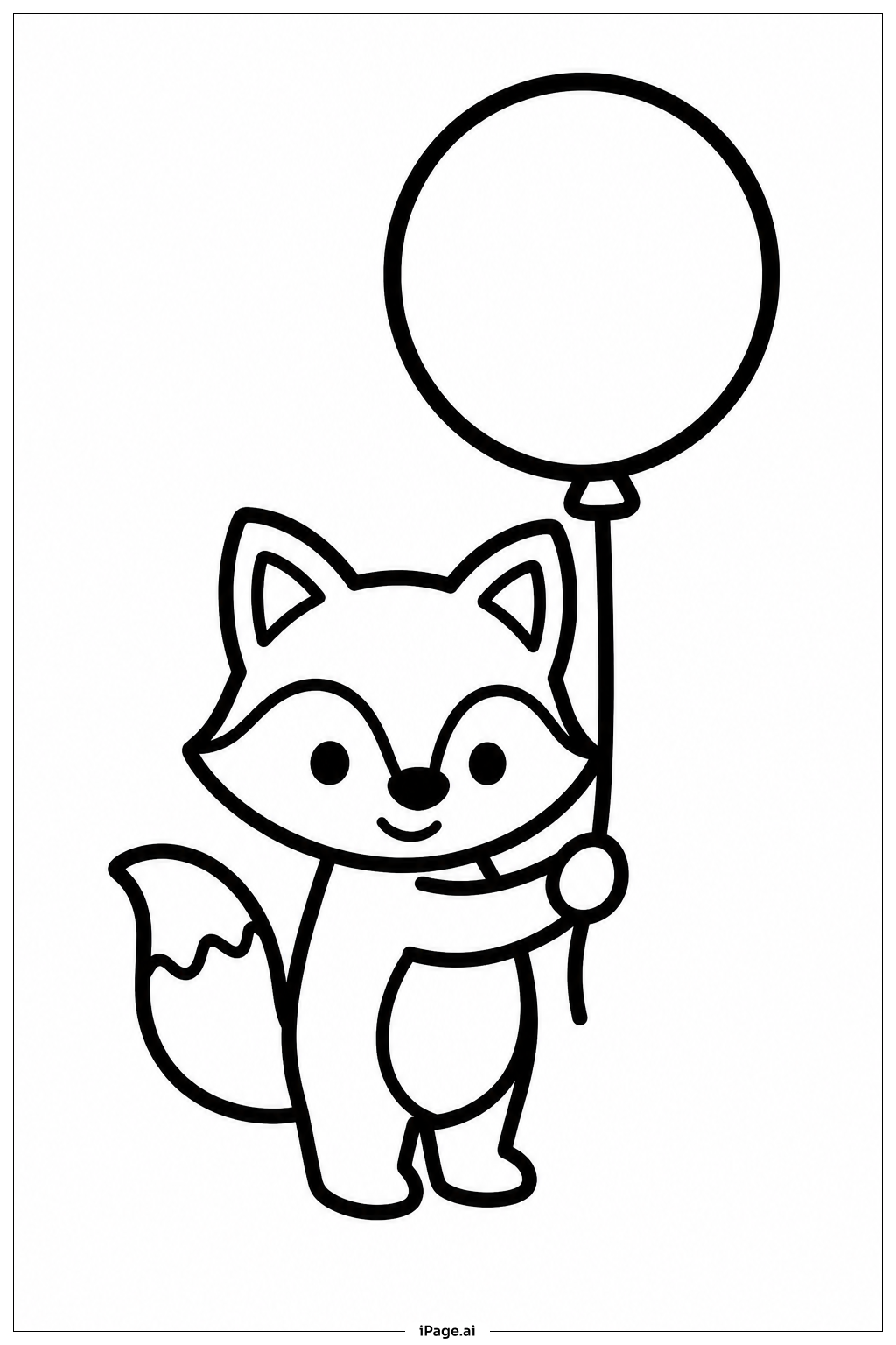 Fox With Balloon Coloring Page