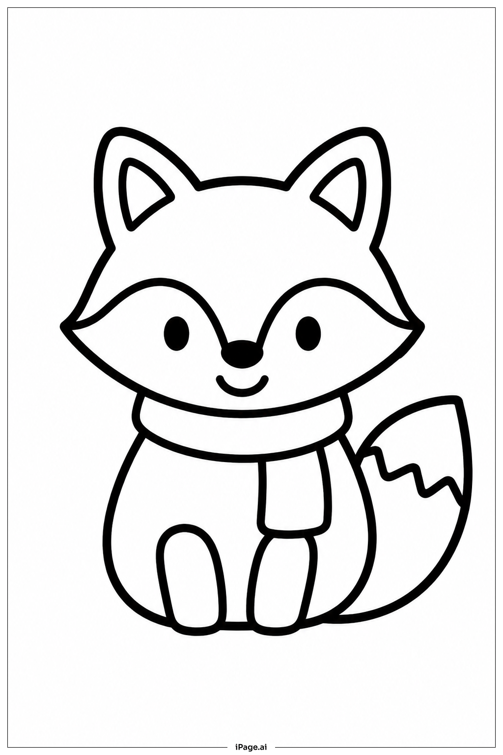 Fox With Scarf Coloring Page
