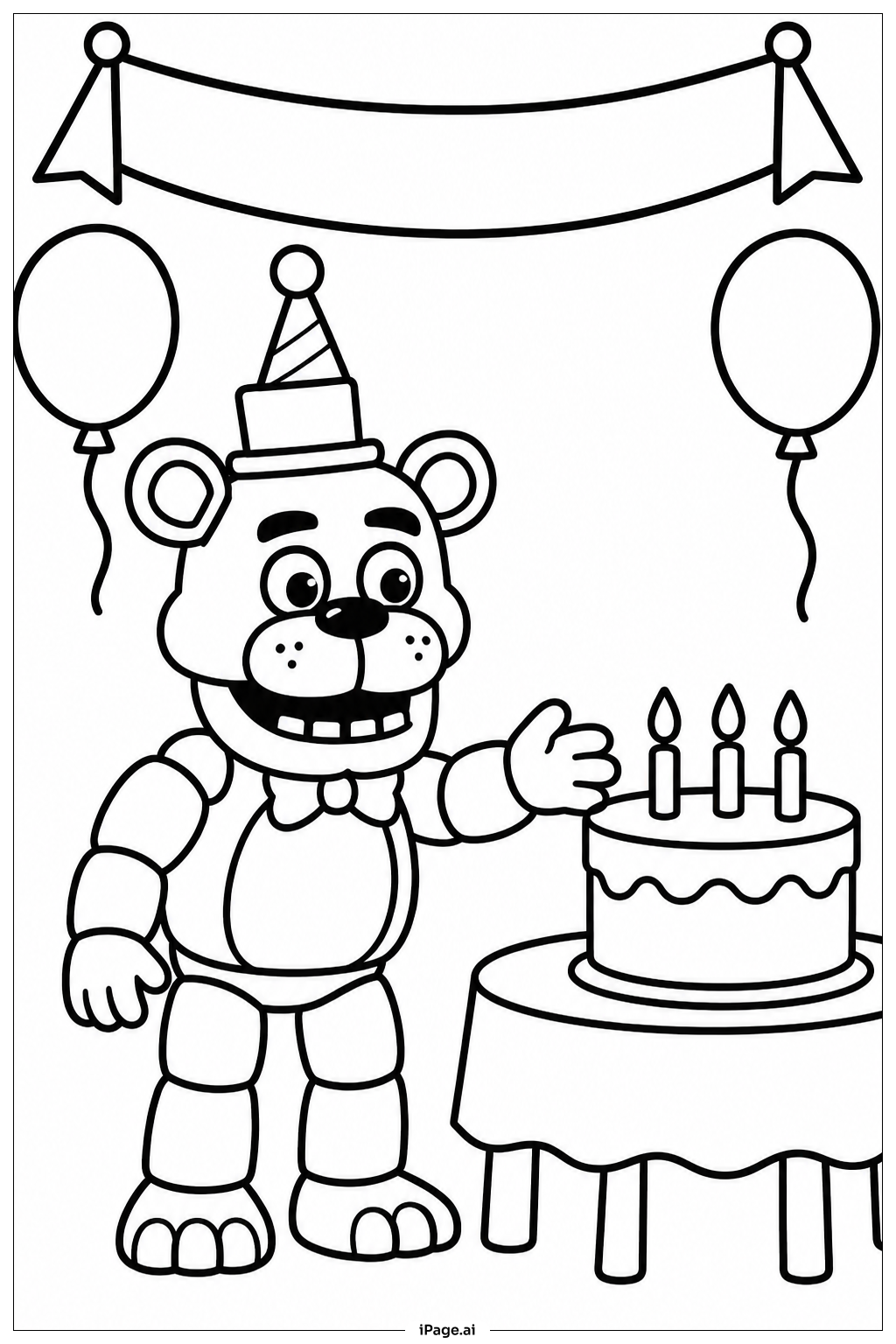  Freddy Fazbear auf der Geburtstagsparty Ausmalseite 
