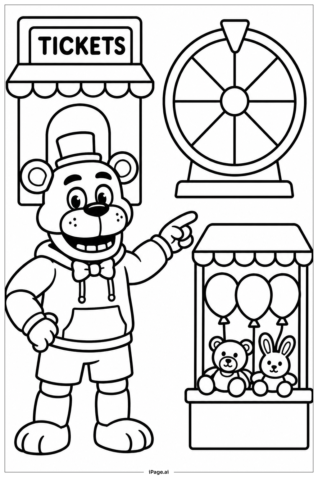  カーニバルのFreddy Fazbearの塗り絵ページ 