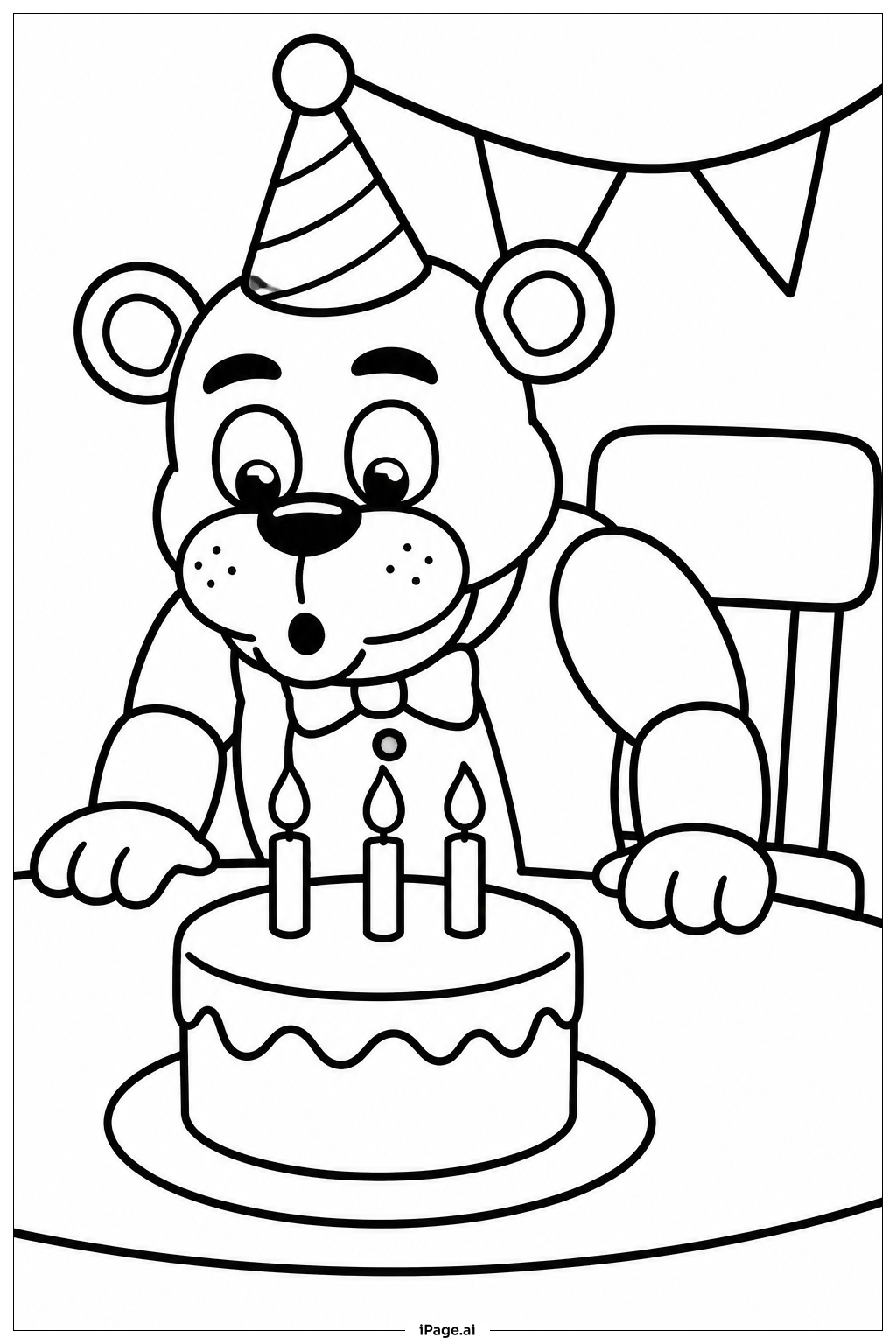  Freddy Fazbear bläst Kerzen aus Ausmalseite 