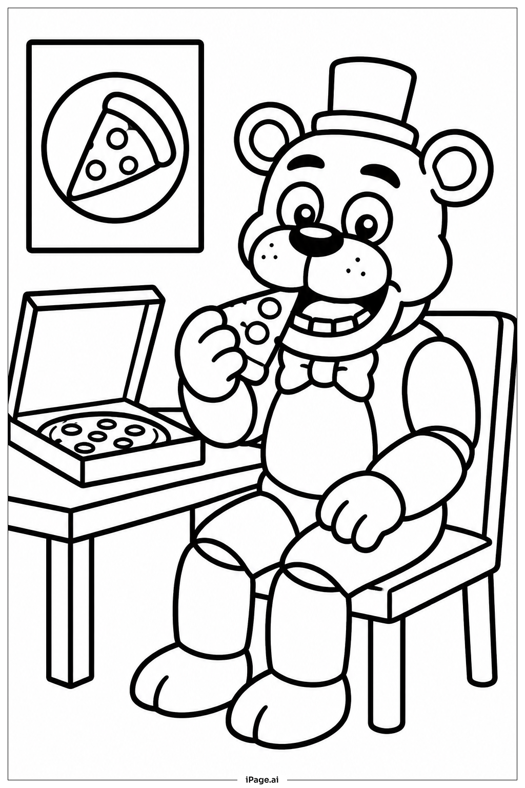 Freddy Fazbear 吃披薩著色頁