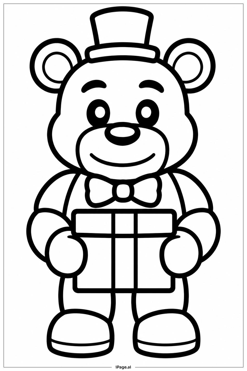 Freddy Fazbear 抱著禮物著色頁