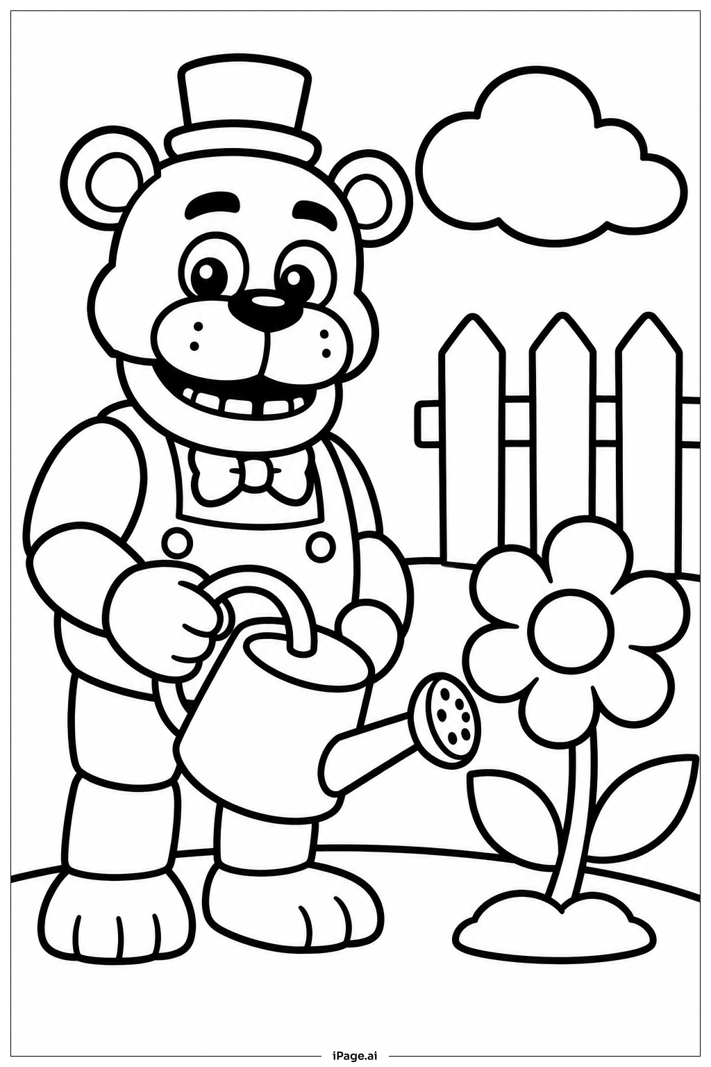 Freddy Fazbear 在花園中著色頁