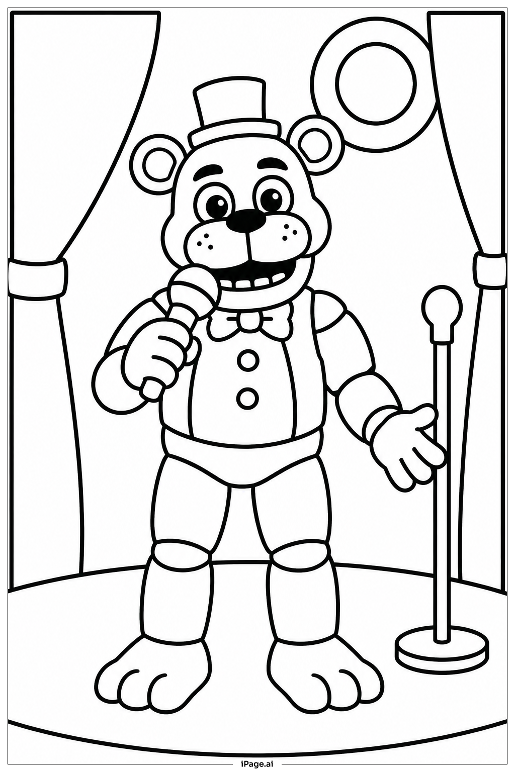 Freddy Fazbear auf der Bühne Ausmalseite