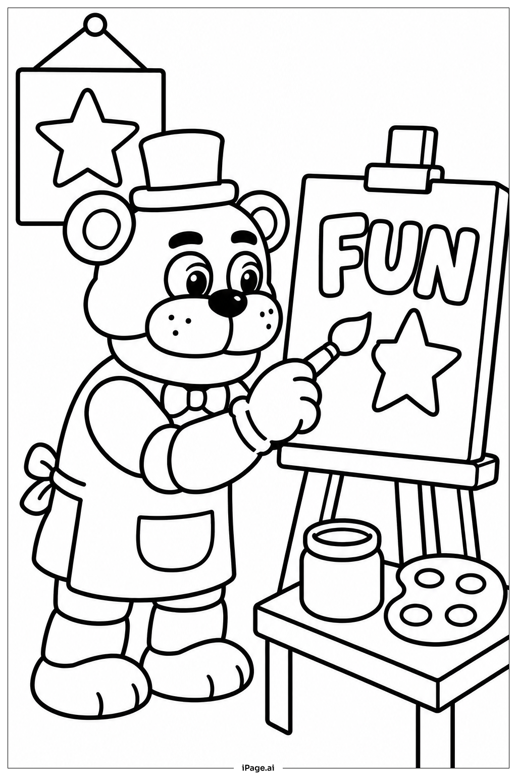 Freddy Fazbear 繪畫招牌著色頁