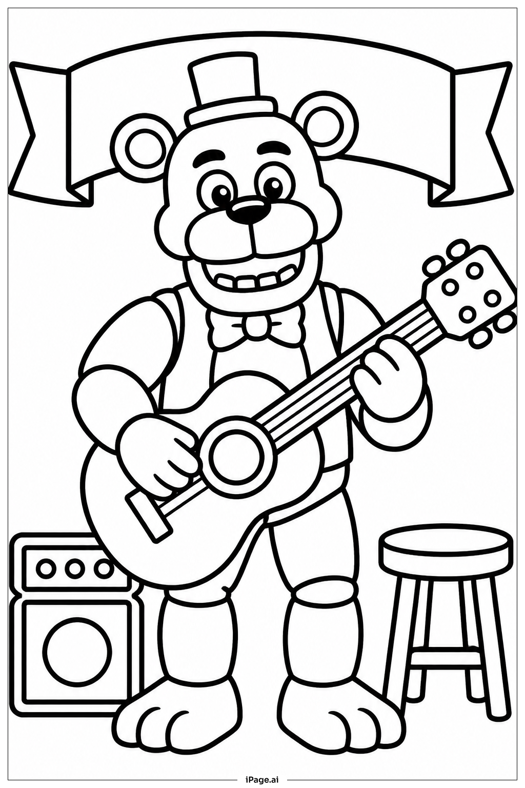Freddy Fazbear 彈吉他著色頁