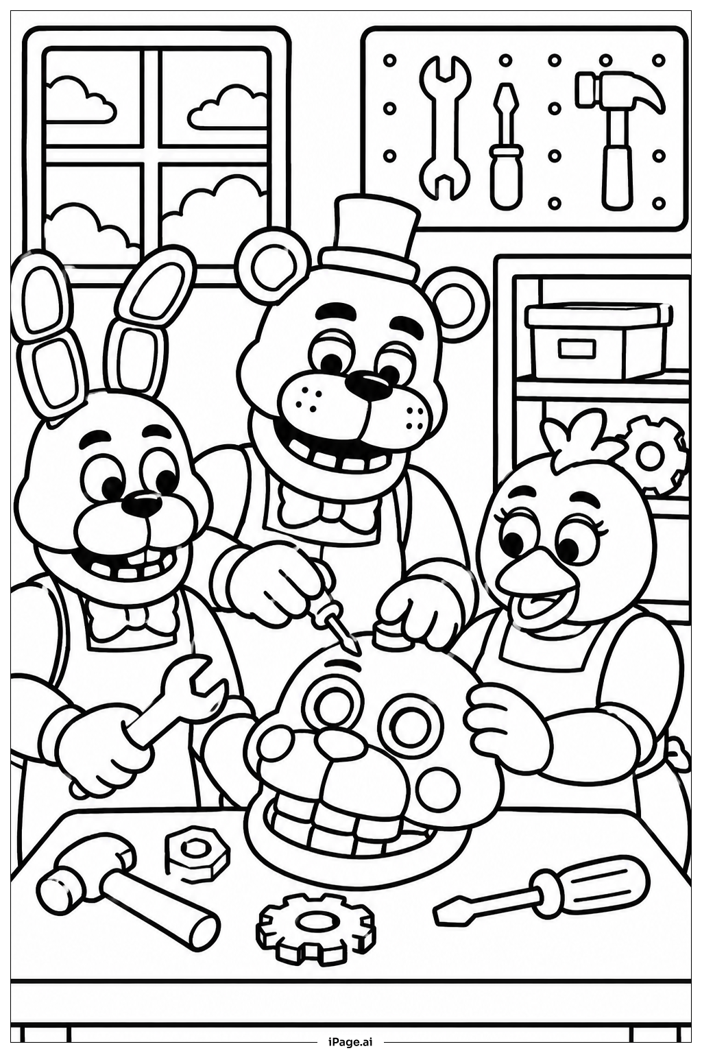 Freddy Fazbear Reparaturwerkstatt Ausmalseite 