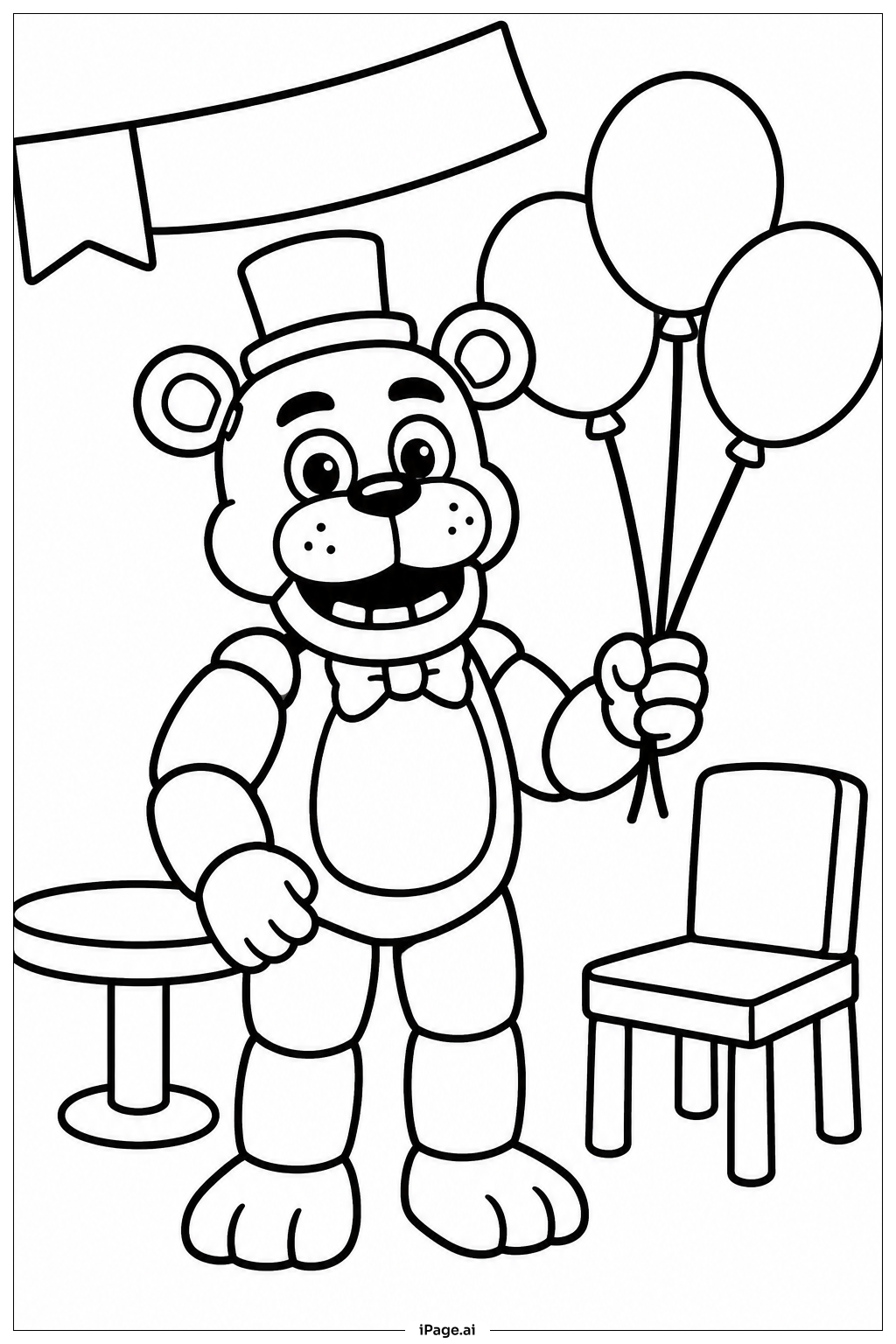 抱著氣球的Freddy Fazbear著色頁
