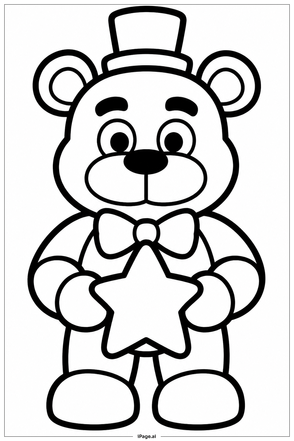 抱著星星的Freddy Fazbear著色頁