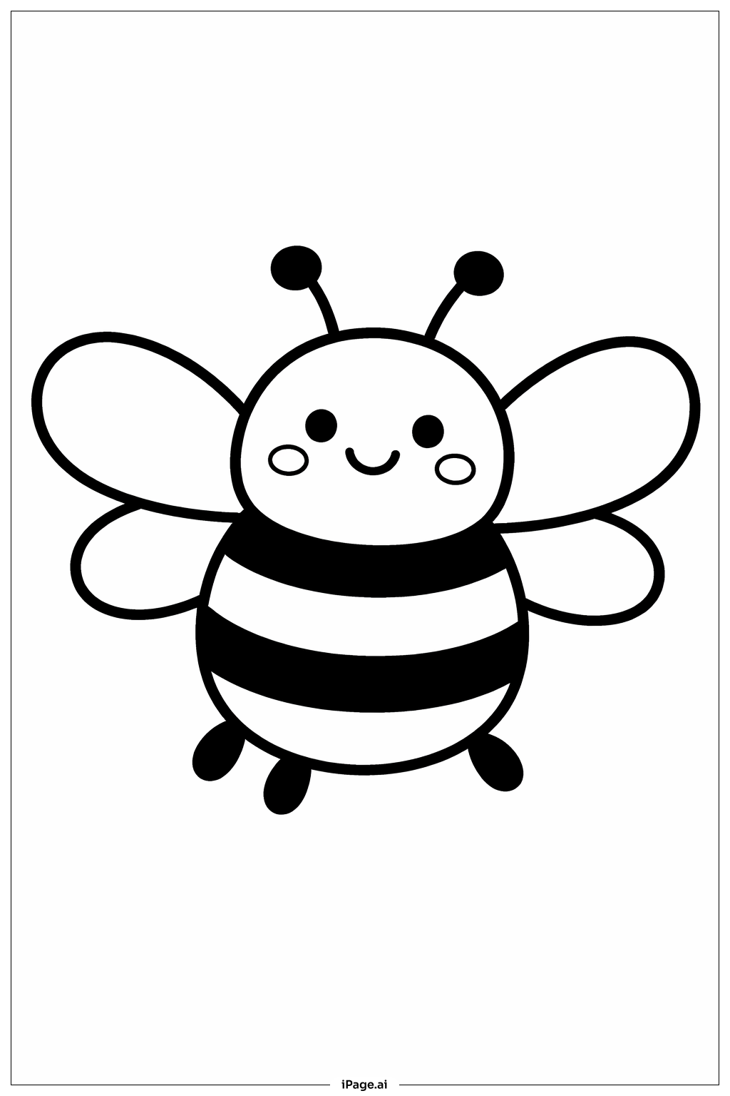  羽のある親しみやすいミツバチの塗り絵ページ 